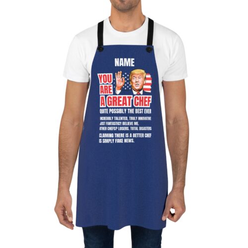 Great Chef Custom Name - Funny Blue Apron - Adjustable Unisex - 100% Poly