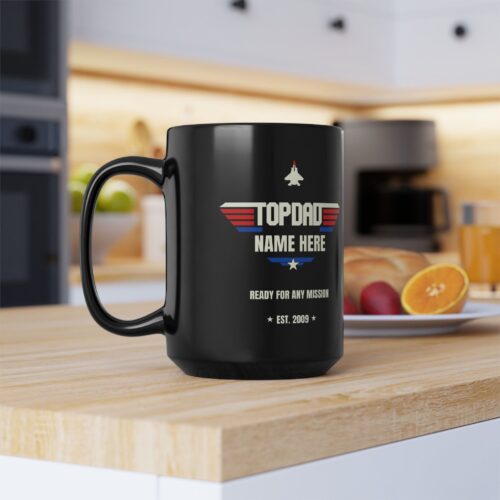 Top DAD Custom Name & Est. Year Mug - Birthday, Fathers Day Coffee Cup, 11 or 15oz - Image 3