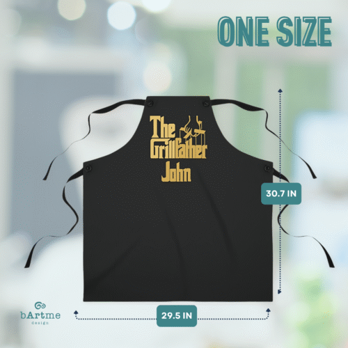 The Grillfather Apron Custom Name - Funny Dads Kitchen Grilling Adjustable 100% Poly - Image 2