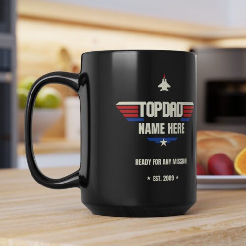Top DAD Custom Name & Est. Year Mug - Birthday, Fathers Day Coffee Cup - Image 3