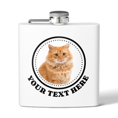 Custom Photo & Text Stainless Steel Flask, 6oz - Image 5
