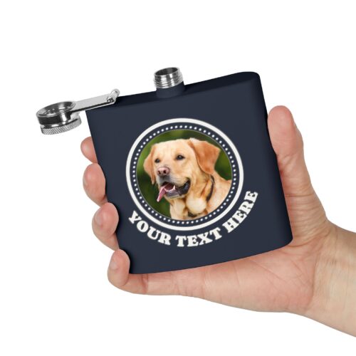 Custom Photo & Text Stainless Steel Flask, 6oz - Image 4