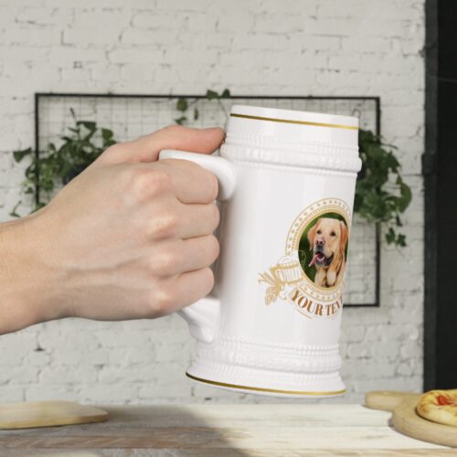 Dog or Cat Dad, Mom Custom Photo & Text  Beer Stein -  Mug 22oz - Image 3