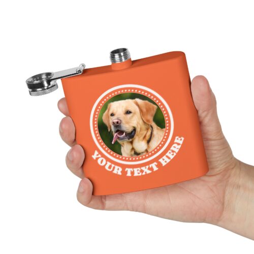 Custom Photo & Text Stainless Steel Flask, 6oz - Image 7