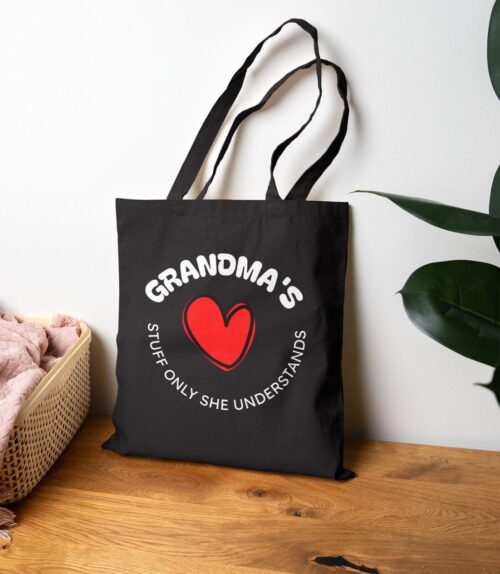 Canvas Tote Bag  & Custom Text - Mom, Grandma - 100% Cotton - Image 3
