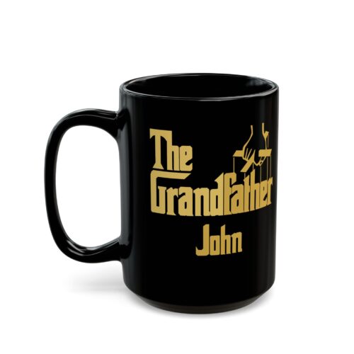 The Grandfather & Custom Name Grandpa Black Mug - Image 4
