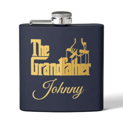 The Grandfather & Custom Name - Grandpa Stainless Steel Funny Flask, 6oz - Image 2