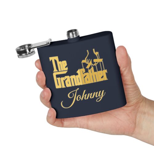 The Grandfather & Custom Name - Grandpa Stainless Steel Funny Flask, 6oz - Image 5