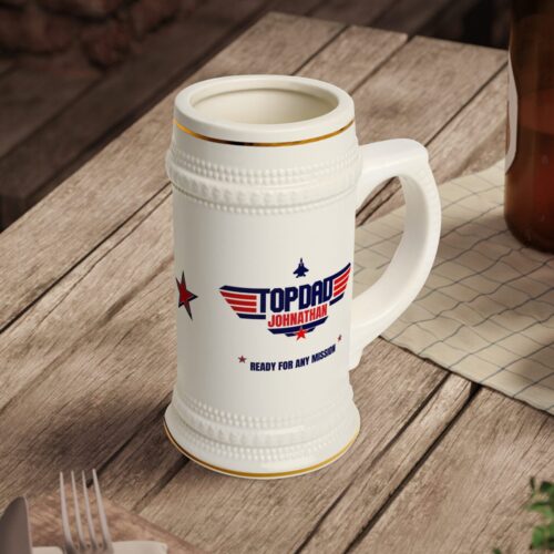 Top DAD & Custom Name Beer Stein - Fathers Day Large Mug 22oz - Image 5