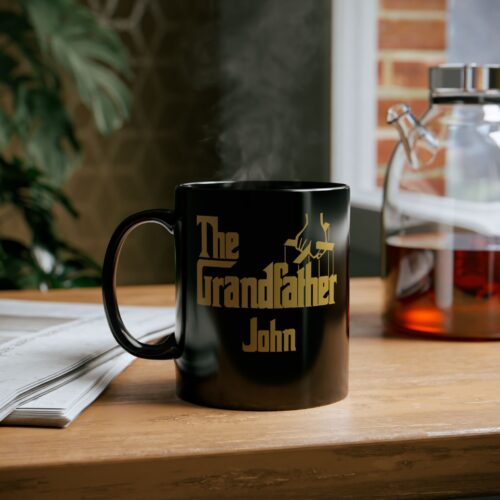 The Grandfather & Custom Name Grandpa Black Mug - Image 5