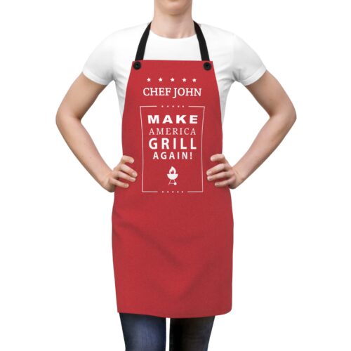 Make America Grill Again Apron & Custom Chef Name MAGA Red  - Unisex - Image 2