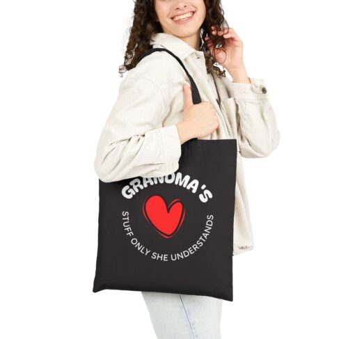 Canvas Tote Bag  & Custom Text - Mom, Grandma - 100% Cotton - Image 4