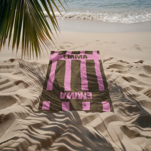 Mens Towel with Custom Name - Bold design - Striped - heavyweight Cotton Blend 30x60 - Image 5