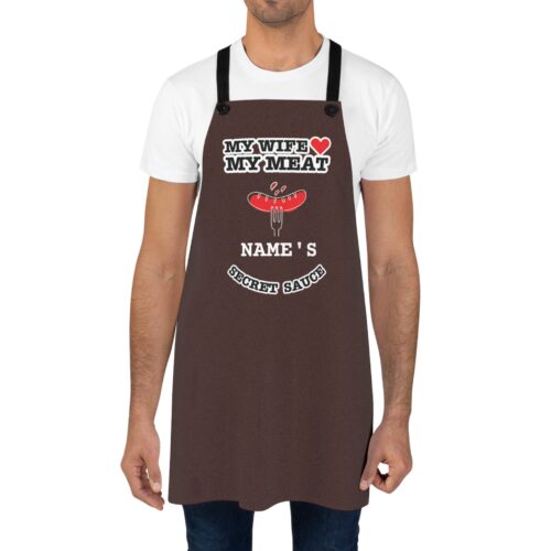 My Wife Loves my Meat & Custom Name Funny Apron - Adjustable