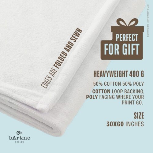 Mens Towel with Custom Name - Bold design - Striped - heavyweight Cotton Blend 30x60 - Image 3