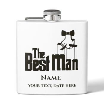 Best Man & Custom Name and Text - Stainless Steel Flask, 6oz