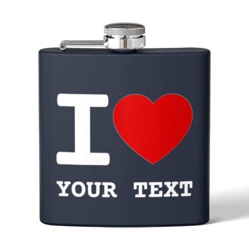 I LOVE and Your Custom Text Flask, Stainless Steel, 6oz - Image 6