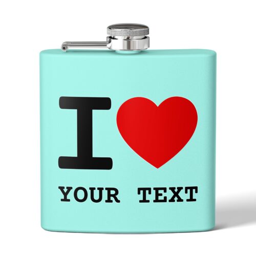 I LOVE and Your Custom Text Flask, Stainless Steel, 6oz - Image 3