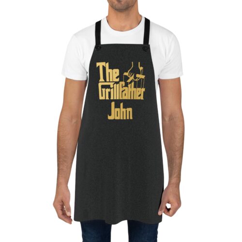 The Grillfather Apron & Custom Name - Funny Dad gift for Kitchen Grilling, Adjustable