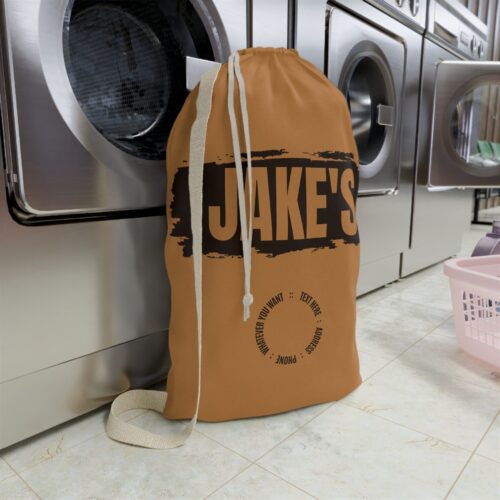 Laundry Bag & Custom Name - Modern Brown - 2 sizes - Image 3