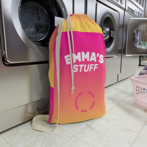 Laundry Bag & Custom Name and Text - Colorful Pink - 2 sizes - Image 2