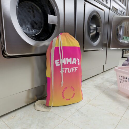 Laundry Bag & Custom Name and Text - Colorful Pink - 2 sizes - Image 4