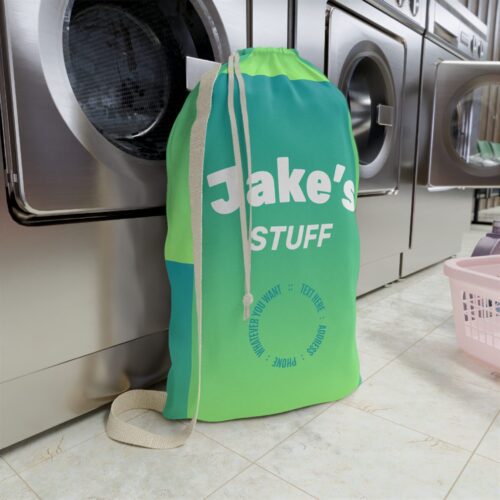 Laundry Bag & Custom Name and Text - Colorful Green - 2 sizes - Image 2