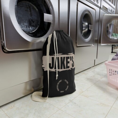 Laundry Bag & Custom Name - Modern Black - Image 5
