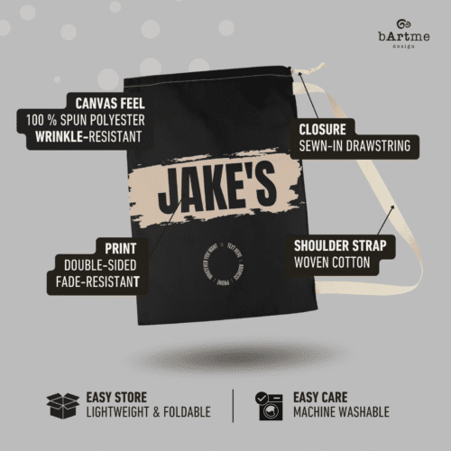 Laundry Bag & Custom Name - Modern Black - Image 3