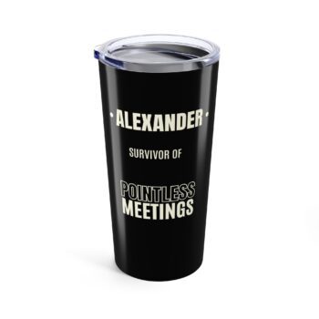 Funny Coworker Tumbler Custom Name  – Meeting Survivor Office Cup – “[Name], Survivor of Pointless Meetings” – 20oz