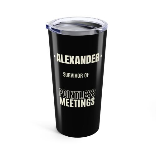 Funny Coworker Tumbler Custom Name  – Meeting Survivor Office Cup – “[Name], Survivor of Pointless Meetings” – 20oz