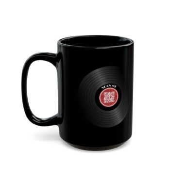 Custom QR Code Mug - Add your own URL - Playlist, Music, Black Coffee Cup