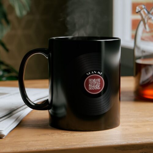 Custom QR Code Mug - Add your own URL - Playlist, Music, Black Coffee Cup - Image 5
