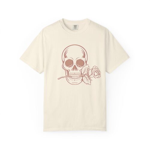 Skull & Rose T-shirt - Washed Colors - Premium Cotton - Unisex Tee All Sizes - Image 3