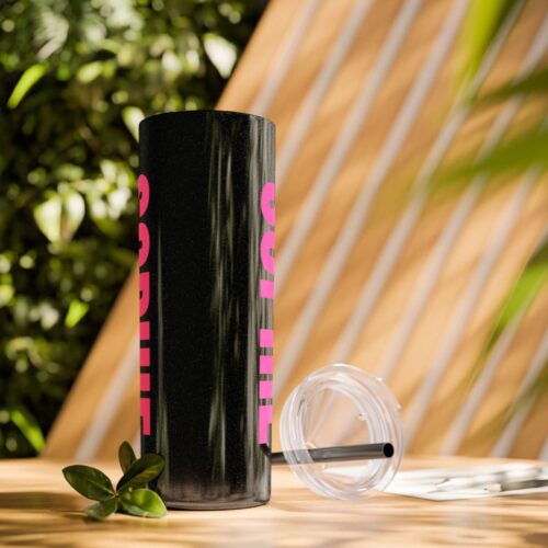 Slim Tumbler & Custom Name with Lid and Straw - Glossy Skinny Cup 20 oz - Image 5
