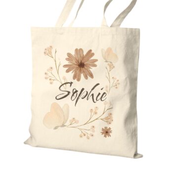 Custom Name Cotton Tote Bag - Aesthetic Natural or Black
