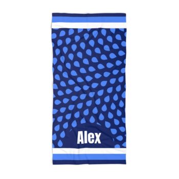 Beach Towel & Custom Name - Blue Drop Design - 400gsm