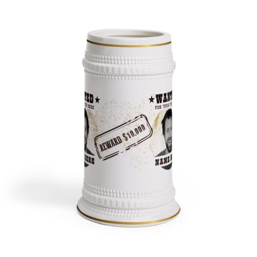 Wanted Beer Stein & Your Photo and Text - Funny Gift Ideas - Large Mug  22oz - Image 2