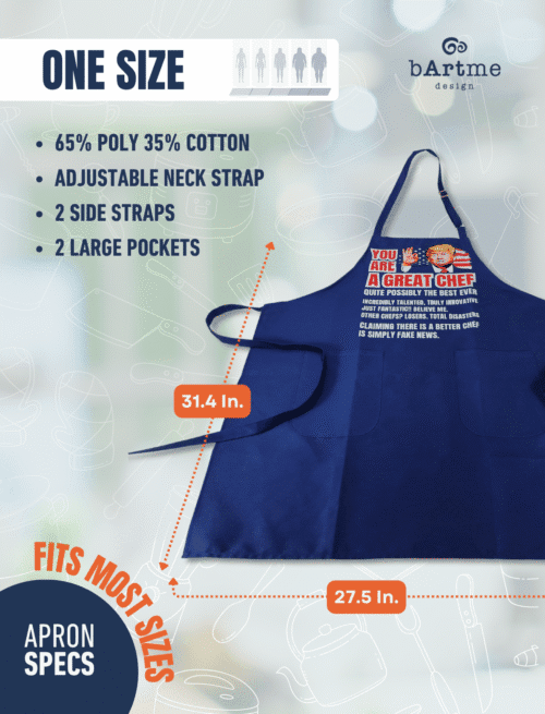 Great Chef Trump Funny Apron  - Gift for Dad, Mom, Grandpa or Friends  2 Pockets - Adjustable - Unisex - Image 2