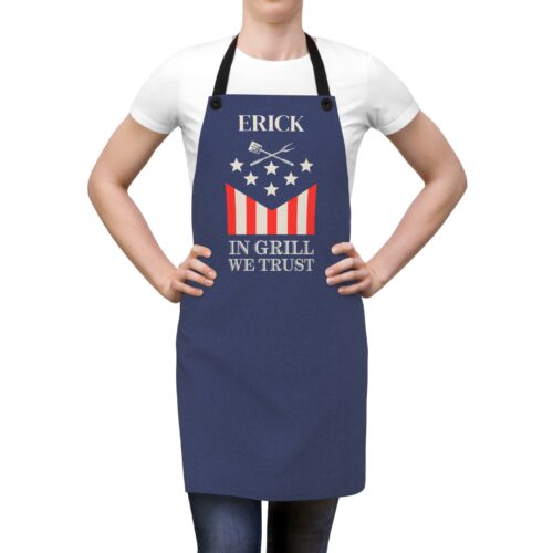 US Flag Custom Funny Grilling Apron - In Grill We Trust - Adjustable - Unisex - Add your Name - Image 2