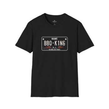 textile BBQ King T-Shirt Custom Inspired by Vintage License Plates Designs - All Customizable Plate Text Areas Unisex  S to 5XL