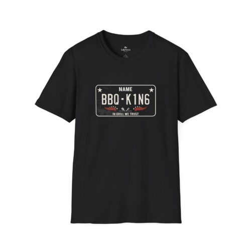 BBQ King T-Shirt Custom Inspired by Vintage License Plates Designs - All Customizable Plate Text Areas Unisex  S to 5XL