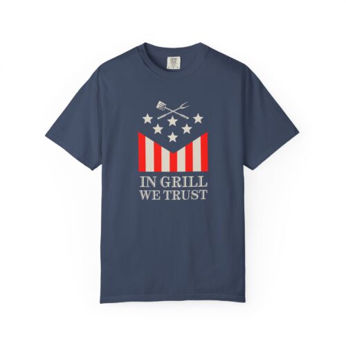 US Flag  Funny Grilling T-shirt - "In Grill we Trust"  - Unisex T-shirt Premium Cotton - All Sizes - Image 2