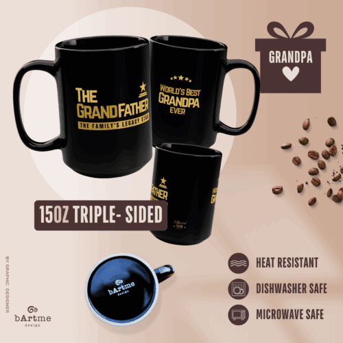 The Grandfather Mug - World's Best Grandpa back Text -  Family's Legacy Coffee Cup - Large 15oz - Image 3