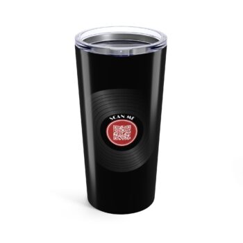 Custom QR Code Vinyl Record Tumbler – Personalized URL Music Playlist Cup with Lid – Upload Your Link to Songs,  20oz