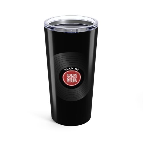 Custom QR Code Vinyl Record Tumbler – Personalized URL Music Playlist Cup with Lid – Upload Your Link to Songs,  20oz