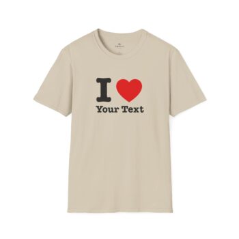 textile I LOVE (Your Text) Custom T-shirt – Vintage inspired by I LOVE NY – 7 Colors and S to 4XL Sizes