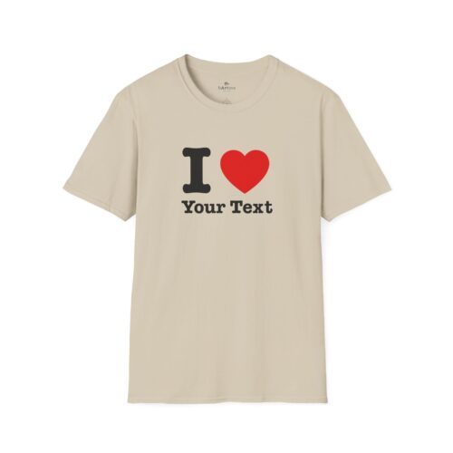 I LOVE (Your Text) Custom T-shirt – Vintage inspired by I LOVE NY – 7 Colors and S to 4XL Sizes