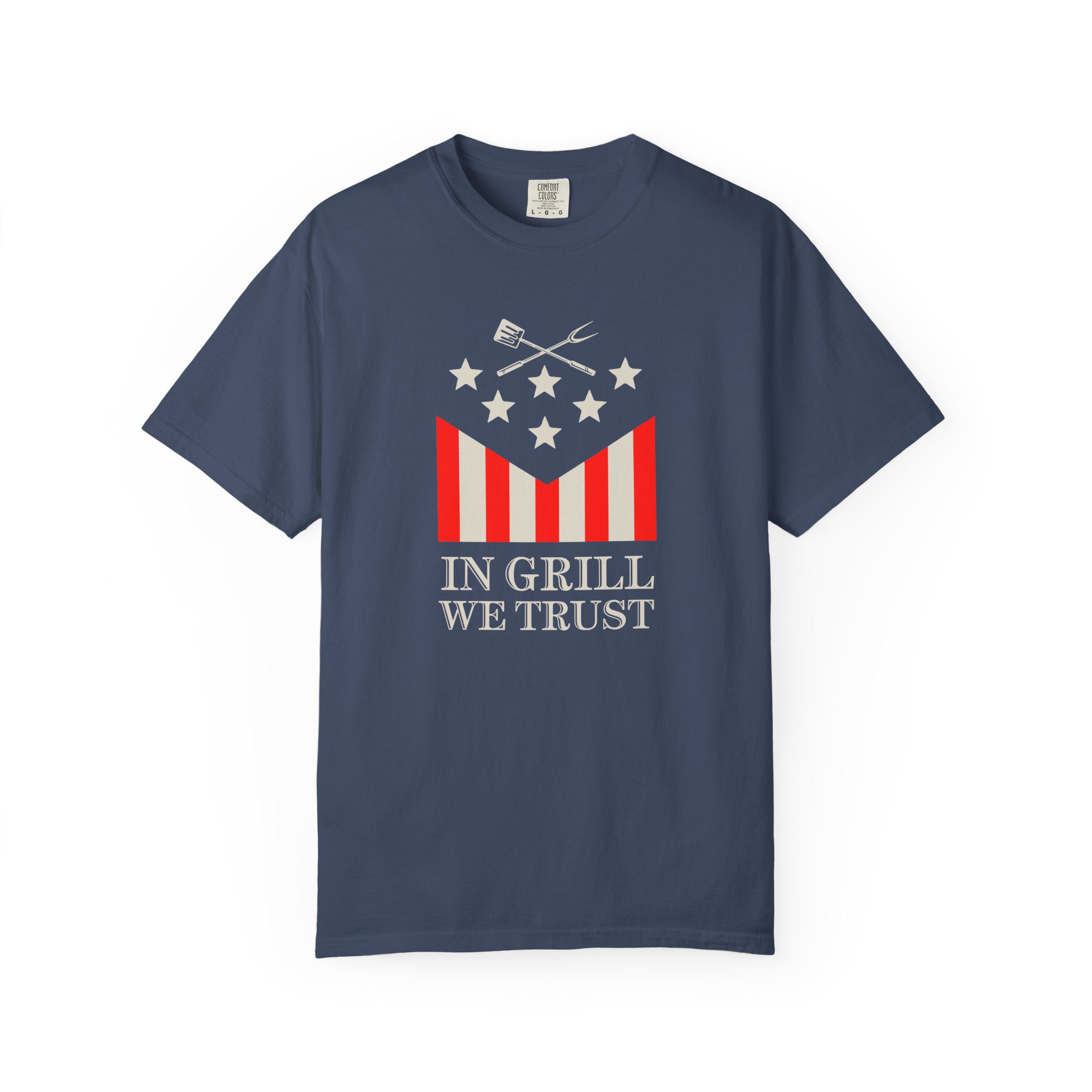 US Flag Funny Grilling T-shirt - "In Grill we Trust" - Unisex T-shirt Premium Cotton - All Sizes US Flag Funny Grilling T-shirt - "In Grill we Trust" - Unisex T-shirt Premium Cotton - All Sizes - Image 2
