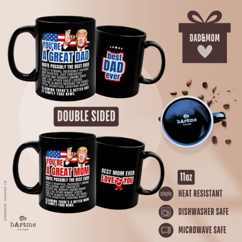 Great Dad Trump Mug & Best Ever back Text - Father's Day Daddy Funny Coffee Cup 11oz - Image 4